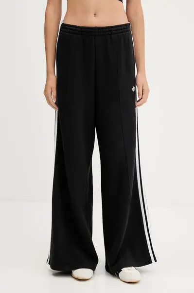 Bavlněné tepláky adidas Originals 3-Stripes dámské, černá barva, s aplikací, JV7473