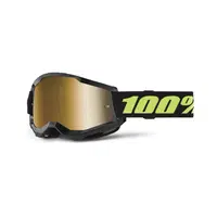 Motokrosové brýle 100% Strata 2 New Mirror Solar černé, zlaté plexi