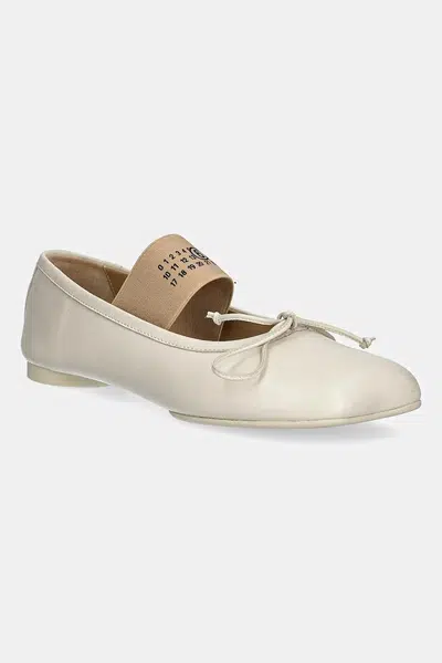 Kožené baleríny MM6 Maison Margiela béžová barva, S59WZ0099