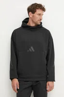 Mikina adidas Z.N.E. pánská, černá barva, s kapucí, s potiskem, JE7537