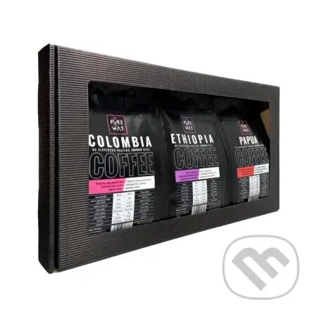 Darčekový set zrnkových odrodových káv 3x 200g Papua, Colombia, Ethiopia