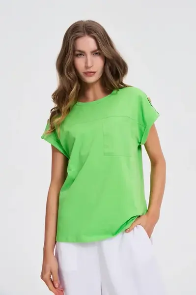 Marisse Green T-Shirt With Pocket