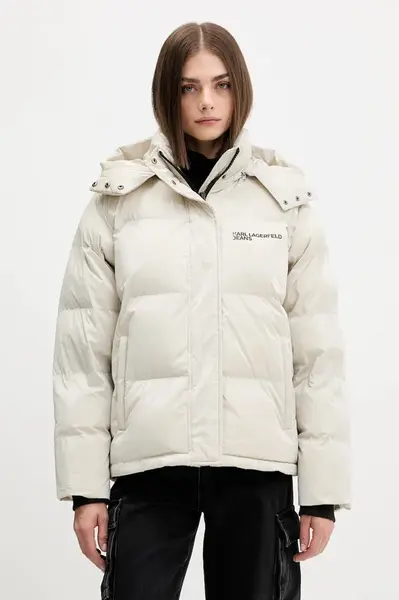 Bunda Karl Lagerfeld Jeans béžová barva, zimní, A4W15020