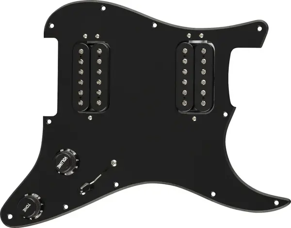 Fender Pre-Wired Strat Pickguard Quadra Tap HH Black