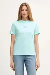 Bavlněné tričko Calvin Klein Jeans dámské, tyrkysová barva, LV047D874G