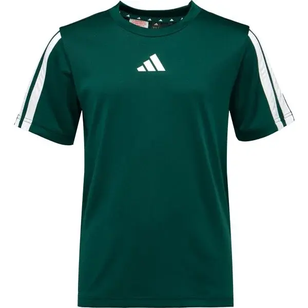 adidas TRAINING ESSENTIALS 3 STRIPES TEE Dětské triko, tmavě zelená, velikost