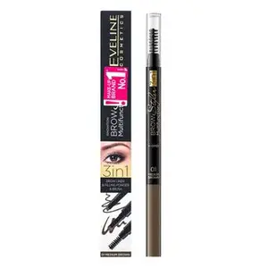 Eveline Brow Styler Multifunction 3in1 sada na úpravu obočí 01 Medium Brown