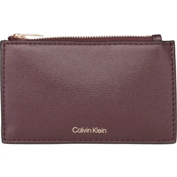 Calvin Klein FOIL LOGO TOP ZIP CARDCASE Dámská peněženka, vínová, velikost