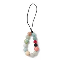 Natural Flower Amazonite with Glass Mobile Straps