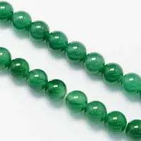Round Natural Dyed & Heated Green Onyx Agate Beads Strands