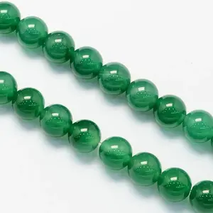 Round Natural Dyed & Heated Green Onyx Agate Beads Strands