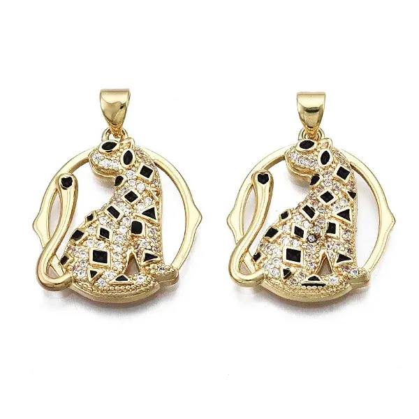 Brass Micro Pave Clear Cubic Zirconia Pendants