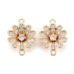 Brass Micro Pave Clear Cubic Zirconia Link Connectors