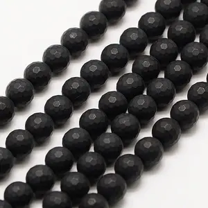 Frosted Natural Dyed & Heated Black Onyx Bead Strands