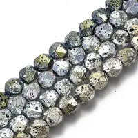 Electroplated Natural Lava Rock Beads Strands