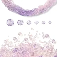 6 Styles Gradient Color Transparent Painted Glass Beads Strands