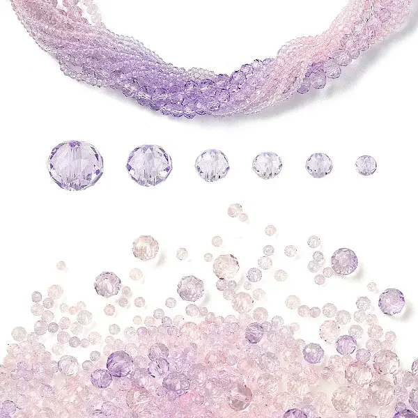 6 Styles Gradient Color Transparent Painted Glass Beads Strands