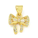 Bowknot Rack Plating Brass Clear Cubic Zirconia Pendants