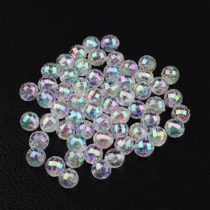 Faceted Eco-Friendly Transparent Acrylic Round Beads