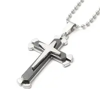 Alloy Cross Pandant Necklace with Ball Chains