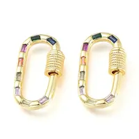 Brass Micro Pave Cubic Zirconia Screw Carabiner Lock Charms