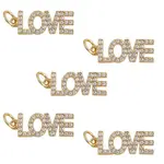 5Pcs Brass Micro Pave Clear Cubic Zirconia Pendants
