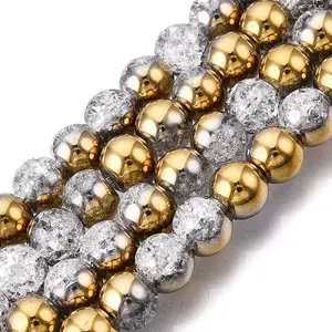 Electroplated Crackle Glass Beads Strands
