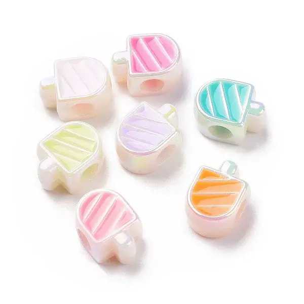 UV Plating Rainbow Iridescent Acrylic European Beads