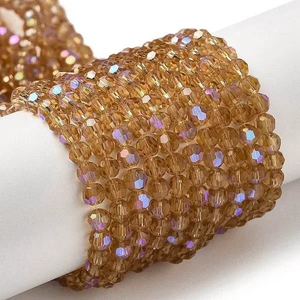 Electroplate Transparent Glass Beads Strands
