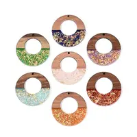 Opaque Resin and Walnut Wood Pendants