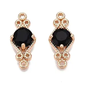 Brass Pave Faceted Glass Connector Charms