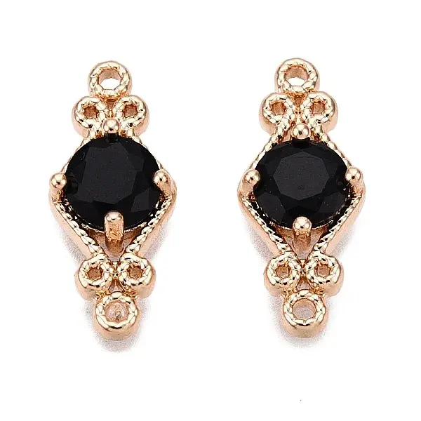 Brass Pave Faceted Glass Connector Charms