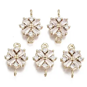 Christmas Brass Micro Pave Cubic Zirconia Links Connectors