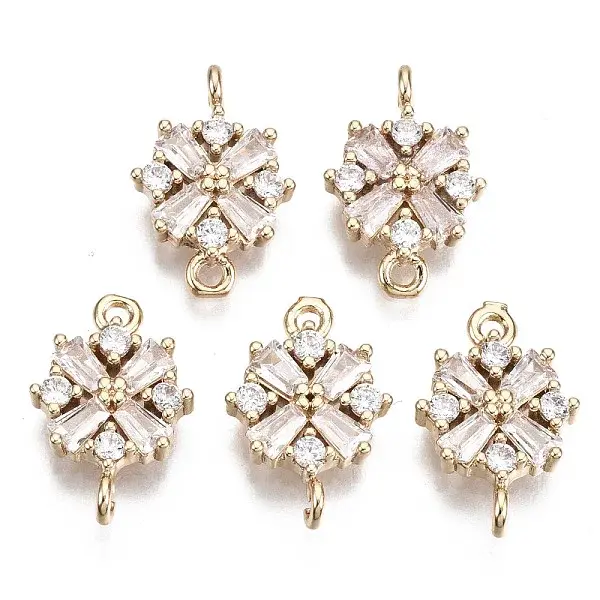 Christmas Brass Micro Pave Cubic Zirconia Links Connectors