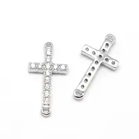 Latin Sideways Cross Brass Micro Pave Cubic Zirconia Links