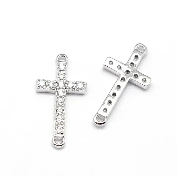 Latin Sideways Cross Brass Micro Pave Cubic Zirconia Links