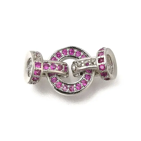 Rack Plating Ring Brass Micro Pave Cubic Zirconia Fold Over Clasps