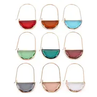 Brass Glass Hoop Earrings