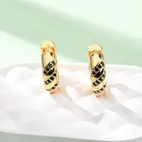 Ring Brass Micro Pave Cubic Zirconia Hoop Earrings