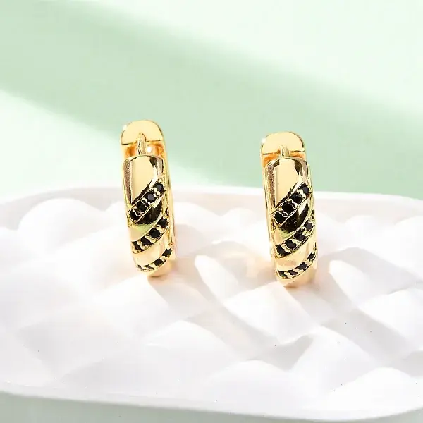 Ring Brass Micro Pave Cubic Zirconia Hoop Earrings