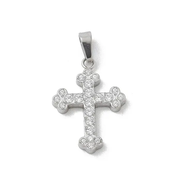 304 Stainless Steel Micro Pave Cubic Zirconia Pendants