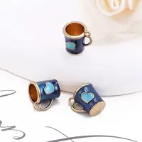 Alloy Enamel Mug Cup with Heart Miniature Ornaments