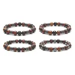 Gemstone & Wood Beaded Stretch Bracelet for Women