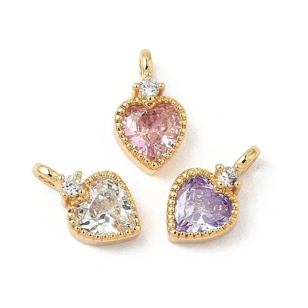 Brass Micro Pave Cubic Zirconia Charms