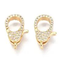 Brass Micro Pave Cubic Zirconia Lobster Claw Clasps