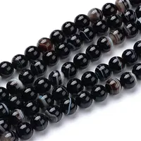 Natural Black Agate Bead Strands