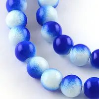 Two-Color Baking Painted Glass Bead Strands