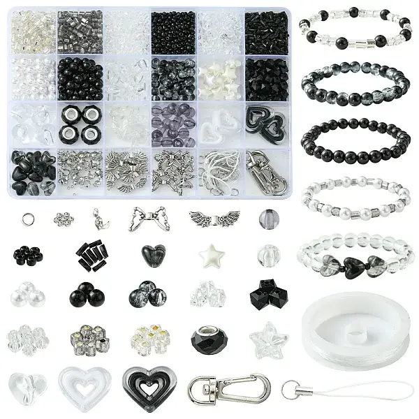 DIY Alloy & Glass & Acrylic Mobile Phone Strap Making Kits