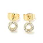 Brass Micro Pave Cubic Zirconia Stud Earrings