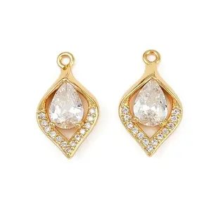 Brass Micro Pave Clear Cubic Zirconia Pendants